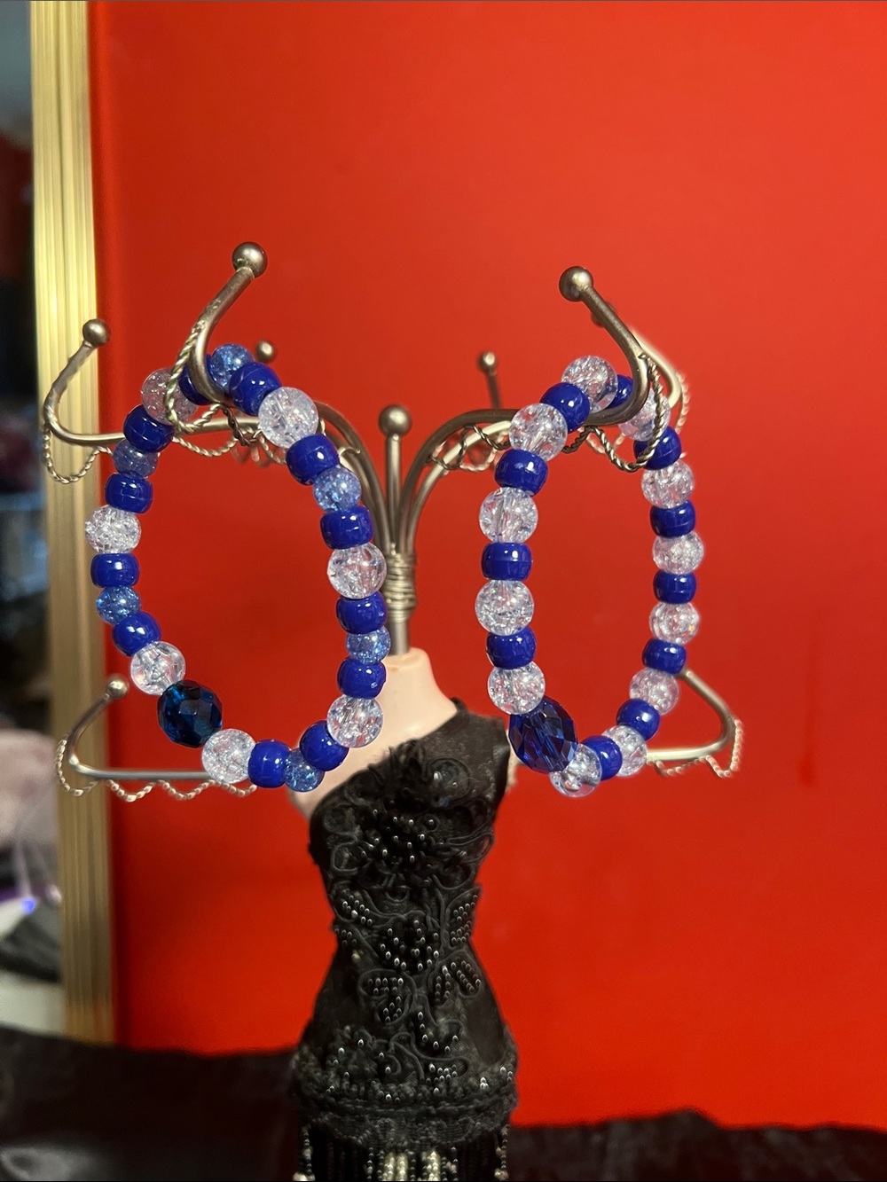 Setof 2  blue beaded bracelets homemade